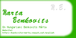 marta benkovits business card